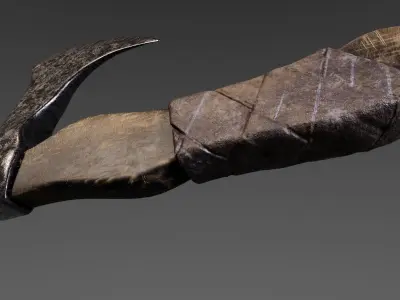 Bearded Hatchet - Damascus Steel Low-poly 3D model