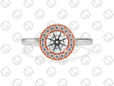 Ring 189 Round Shape Cathedral Halo with Gems 3D print model
