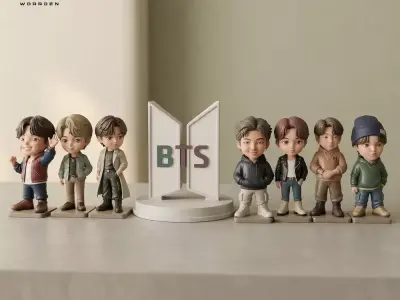 BTS Characters Pack Sculpture STL   Multi-Part K-Pop Figures 3D print model
