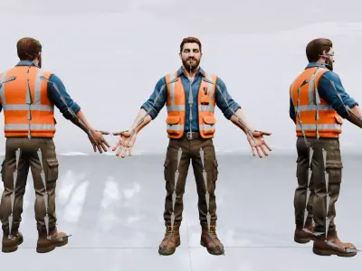 Stylized Construction Worker Male-Game Ready Low-poly 3D model