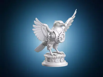 Steampunk Eagle on Gear Pedestal 3D Print Model 3D print model