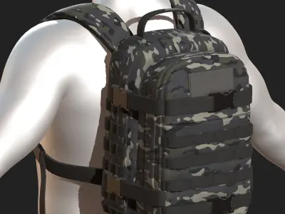 Backpack military combat bag baggage Black  Low-poly 3D model
