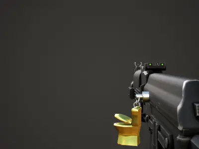 Golden Toilet Weapon Charm - Low Poly Game Ready Low-poly 3D model