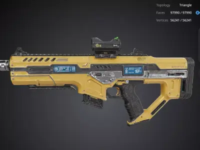 Futuristic Yellow Gun 3D model order