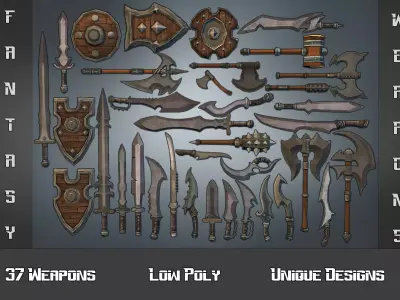 Fantasy Weapon Collection Low-poly 3D model purchase
