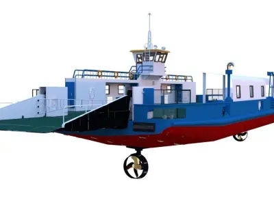 car ferry boat version-2- Low-poly 3D model