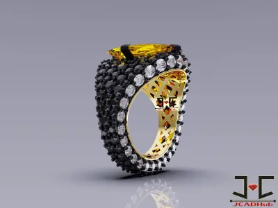 0228 - Antique Vintage Black Zircon Ring - JCADHub 3D print model