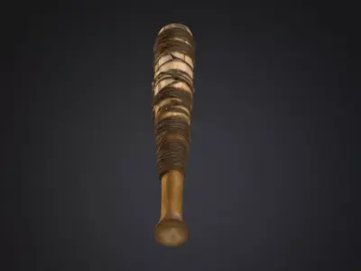 Rustic Baseball Bat 3D Model - Metal Wire Wrapped Vintage Bat Low-poly 3D model