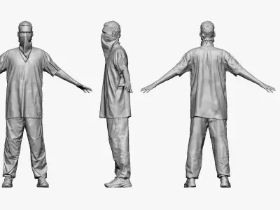 001248 young man in gangster style of wear Low-poly 3D model