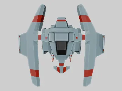 Low-poly spaceship with stripes Low-poly 3D model