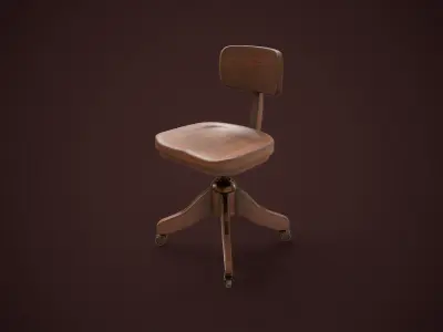 Vintage Clerk Chair Low-poly 3D model