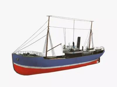 Old Fishing boat low-poly PBR Low-poly 3D model