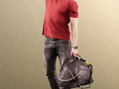Nick 11552 - Young Man With Sports Bag Flexing His Biceps 3D model