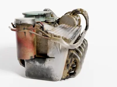 vintage carD v12 engine vehicle part da1 Low-poly 3D model
