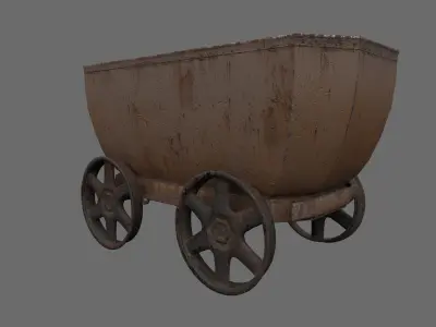 Mine Wagon and Rail Low-poly 3D model