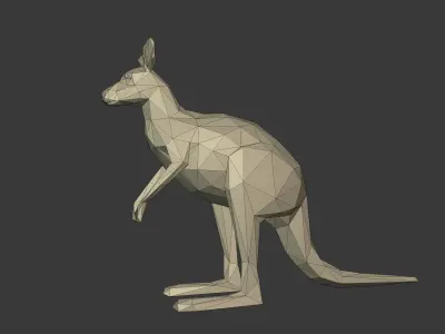 Low Poly Cartoon Kangaroo Low-poly 3D model