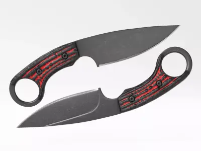 Tactical Combat Knife - Military - Karambit Style 01 Red Low-poly 3D model