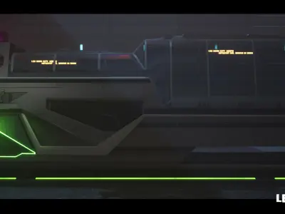 Driveable Animated Retro Cyberpunk Hover Train Low-poly 3D model