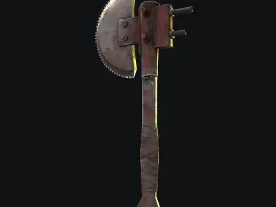 Steampunk Axe Low-poly 3D model