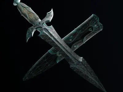 Nordic dagger  Game ready  Sculpt mesh Low-poly 3D model