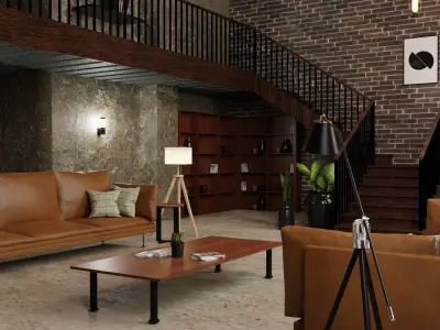 industrial living room 3D model