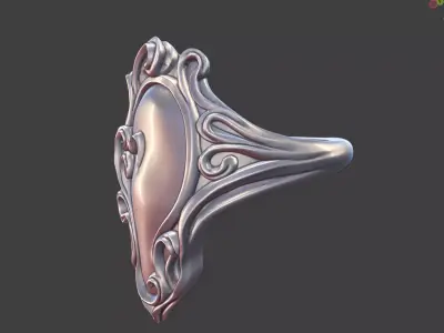 large art nouveau ring  3D print model