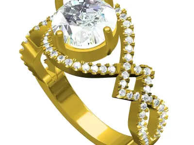 Women Antique Moissanite Engagement Ring 3D print model