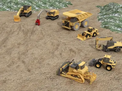 Large construction vehicles 3D model