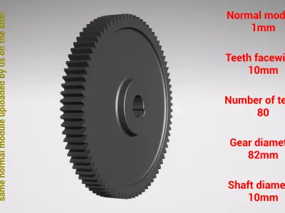 Cylindrical gear - paired - z80 m1 D82 d10 3D print model