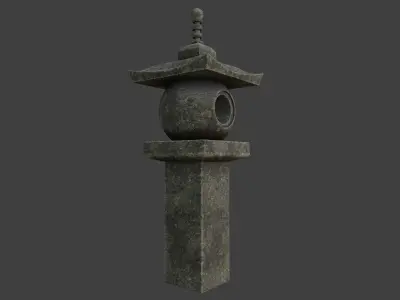 Japanese Stone Lantern 8 Low-poly 3D model