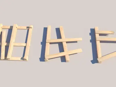 Pallet Collection 1 set of wooden pieces 3D model