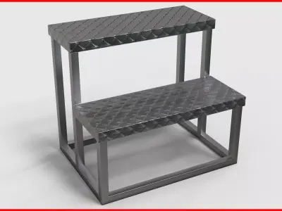 Ladder metal step stool Low-poly 3D model
