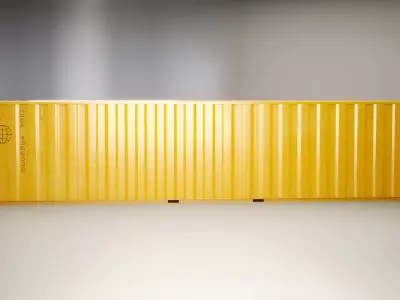 Intermodal Shipping Container 40-foot-long Yellow Low-poly 3D model