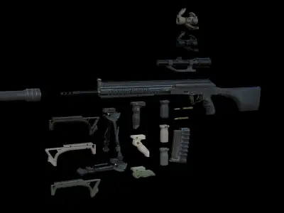 AK Sniper Package Low-poly 3D model