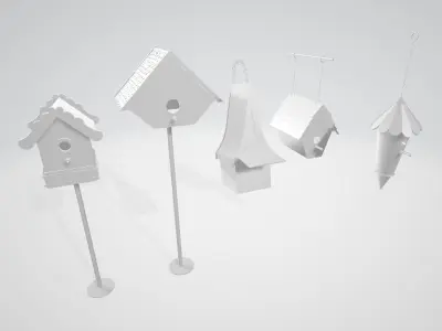Bird House Low-poly 3D model 2