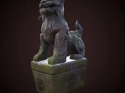 Tiger statue Low-poly 3D model