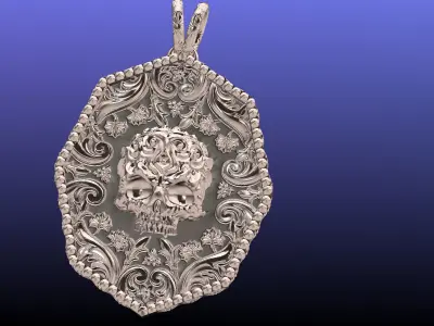 Deco Skull Pendant 3D print model