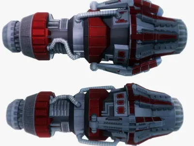 Starship huge engine 04 Sci-fi low poly Low-poly 3D model