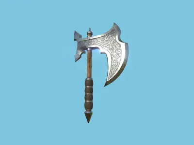 Medieval Battle Axe 01 Metal Wood - Fantasy Weaponry Low-poly 3D model