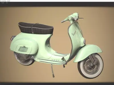 Low Poly Vespa 50s Piaggio Scooter green Low-poly 3D model