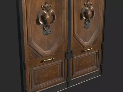 European and American retro luxury wooden doors 3D model