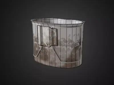 Canteen Cup 3D Model - Worn Military Butterfly Handle Pot Low-poly 3D model