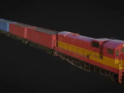 Cargo Train Low-poly 3D model buy