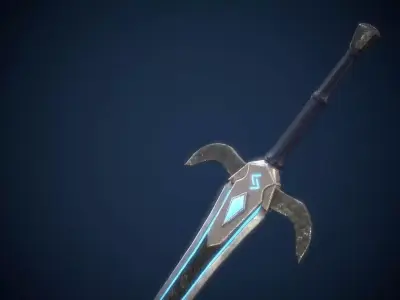 Fantasy Magic Sword PBR Low-poly 3D model