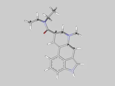 LSD Lysergic acid diethylamide molecule 3D model