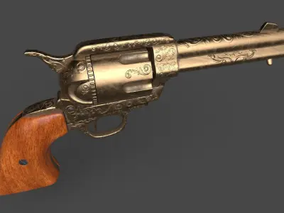 Revolver Gun  Low-poly 3D model