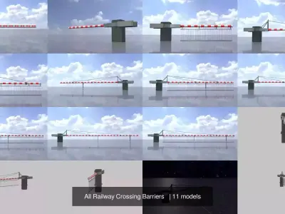All Railway Crossing Barriers   3D Model Pack