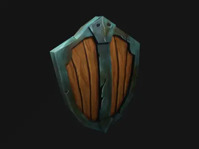 Stylized Wooden Shield Low Poly Low-poly 3D model