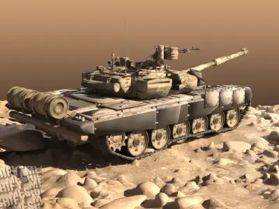 Modern Battle Tank Low Poly Low-poly 3D model