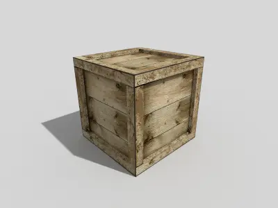 low poly wooden box Low-poly 3D model 2